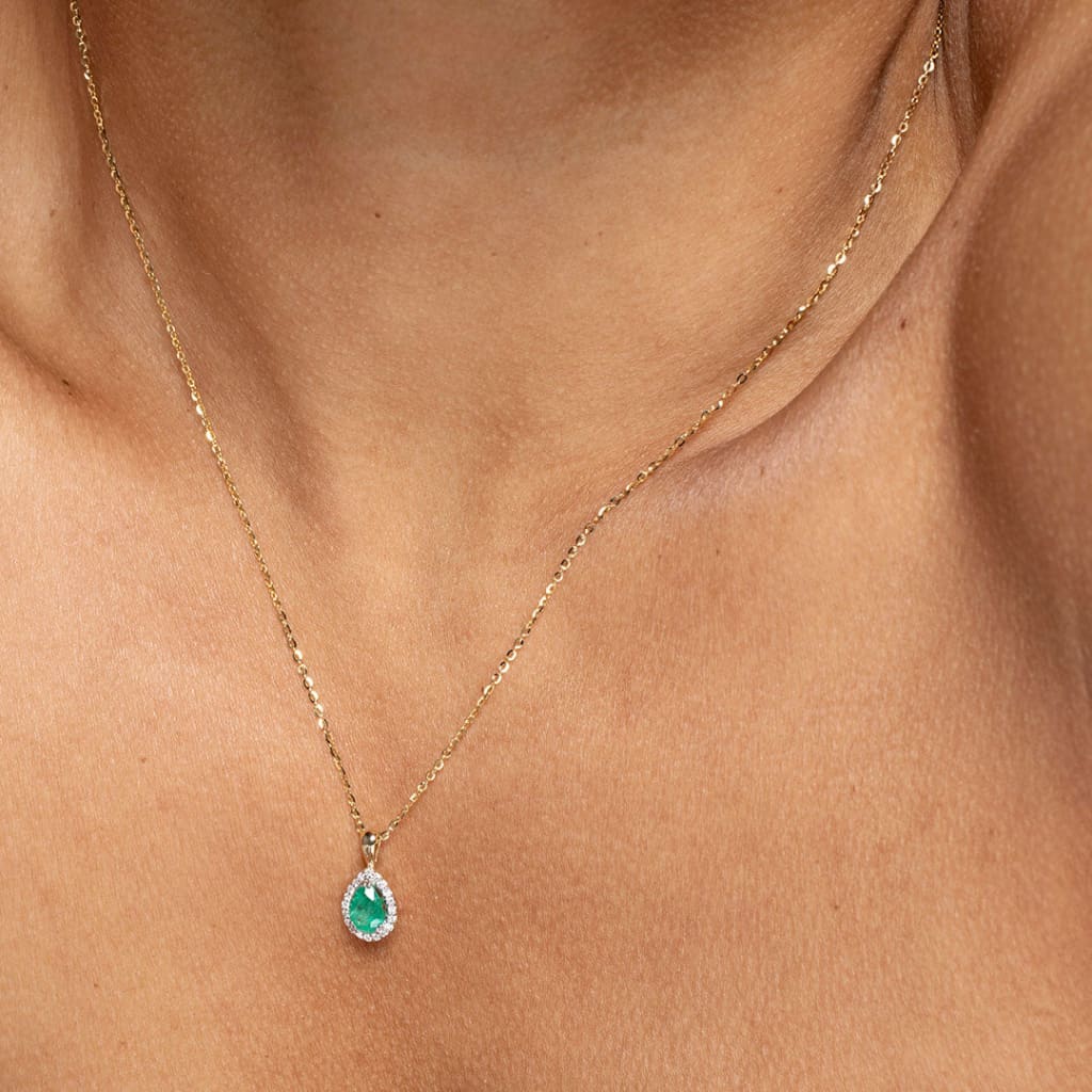 Gaiety | Emerald & Diamond Necklace in 9ct Gold