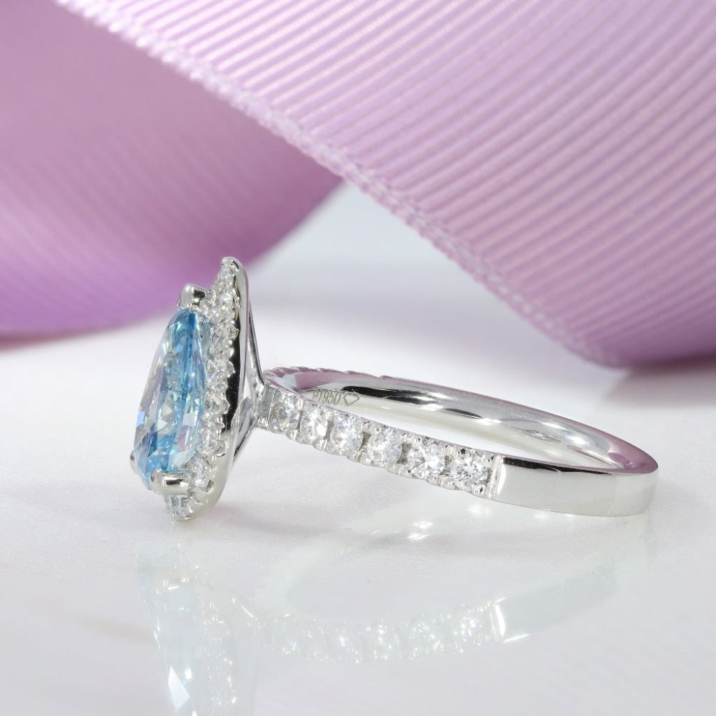 Galactic | Lab Grown Blue Diamond Engagement Ring side view
