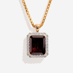 Garnet & Diamond Necklace | 9ct Yellow Gold