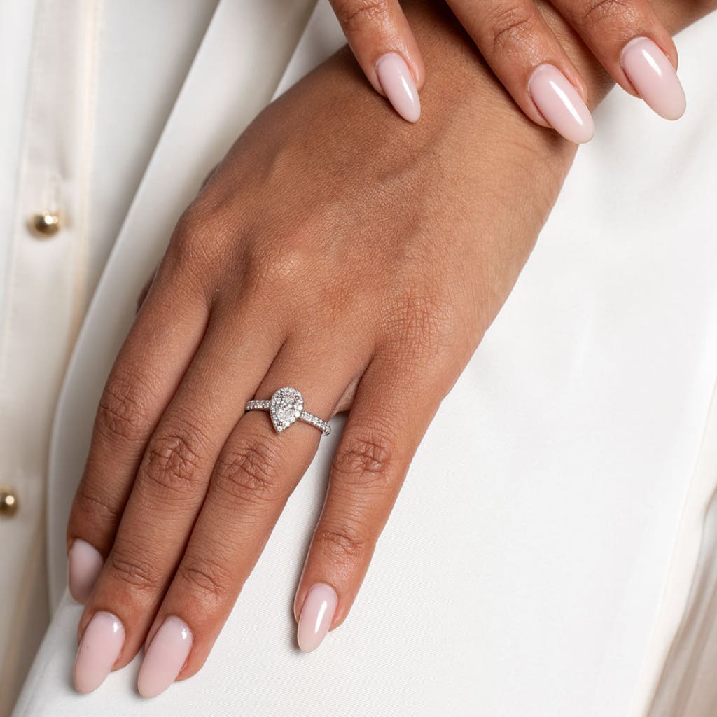GENESIS 1ct | Pear Halo Diamond Engagement Ring in Platinum