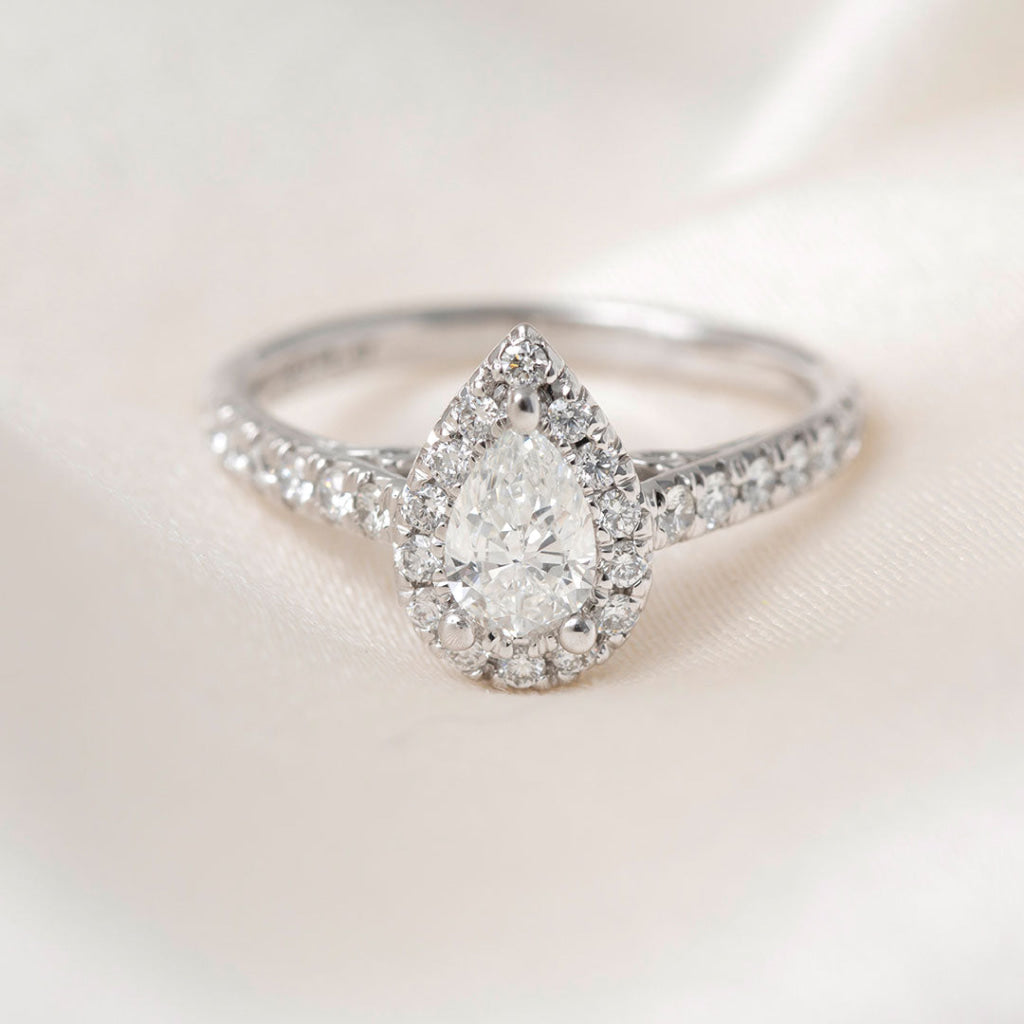 GENESIS 1ct | Pear Halo Diamond Engagement Ring in Platinum