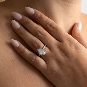 GENEVA 1.90ct | Pear Halo Lab Grown Diamond Engagement Ring in Platinum