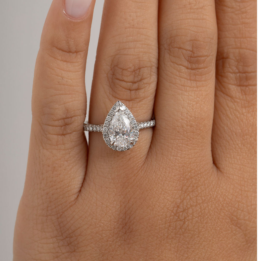 GENEVA | Pear Halo Lab Diamond Set in Platinum 1.60ct