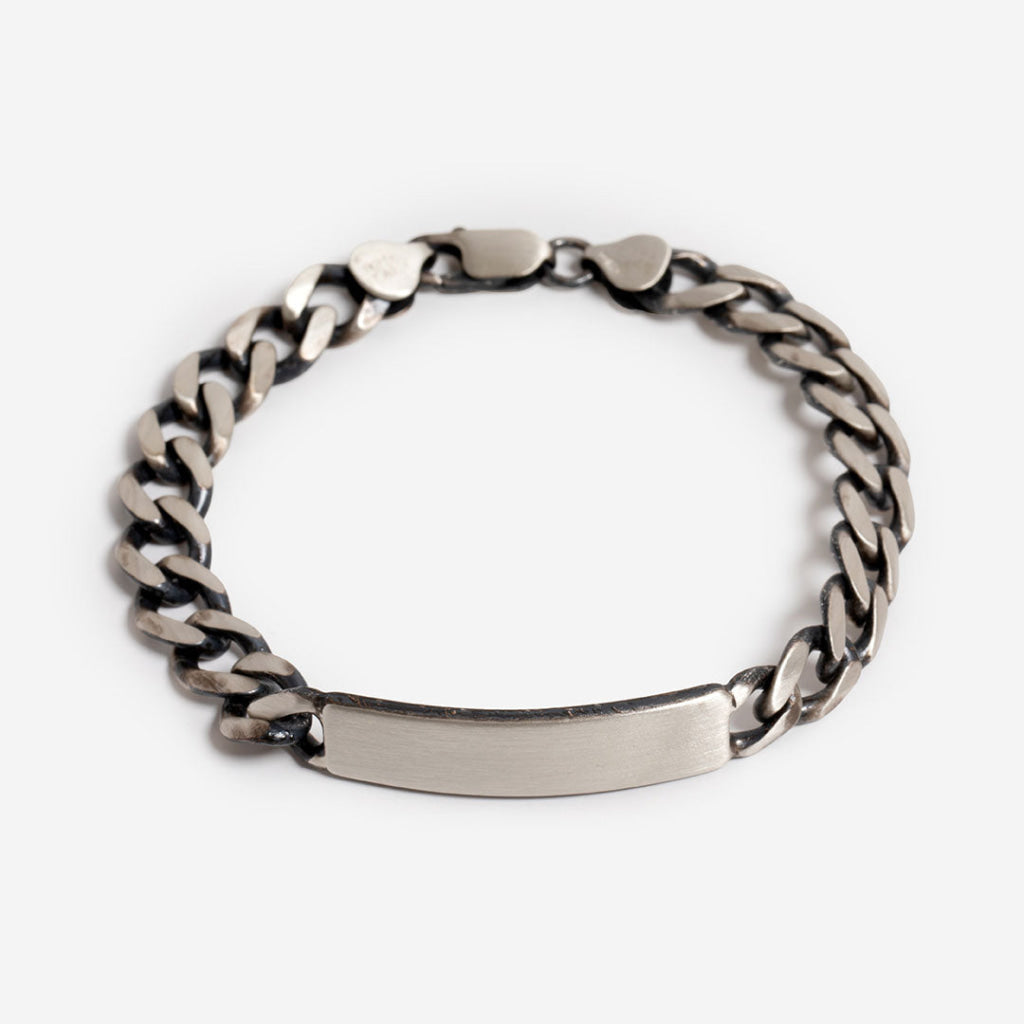 Gents Curb ID Bracelet | Oxidised Sterling Silver - Bracelet