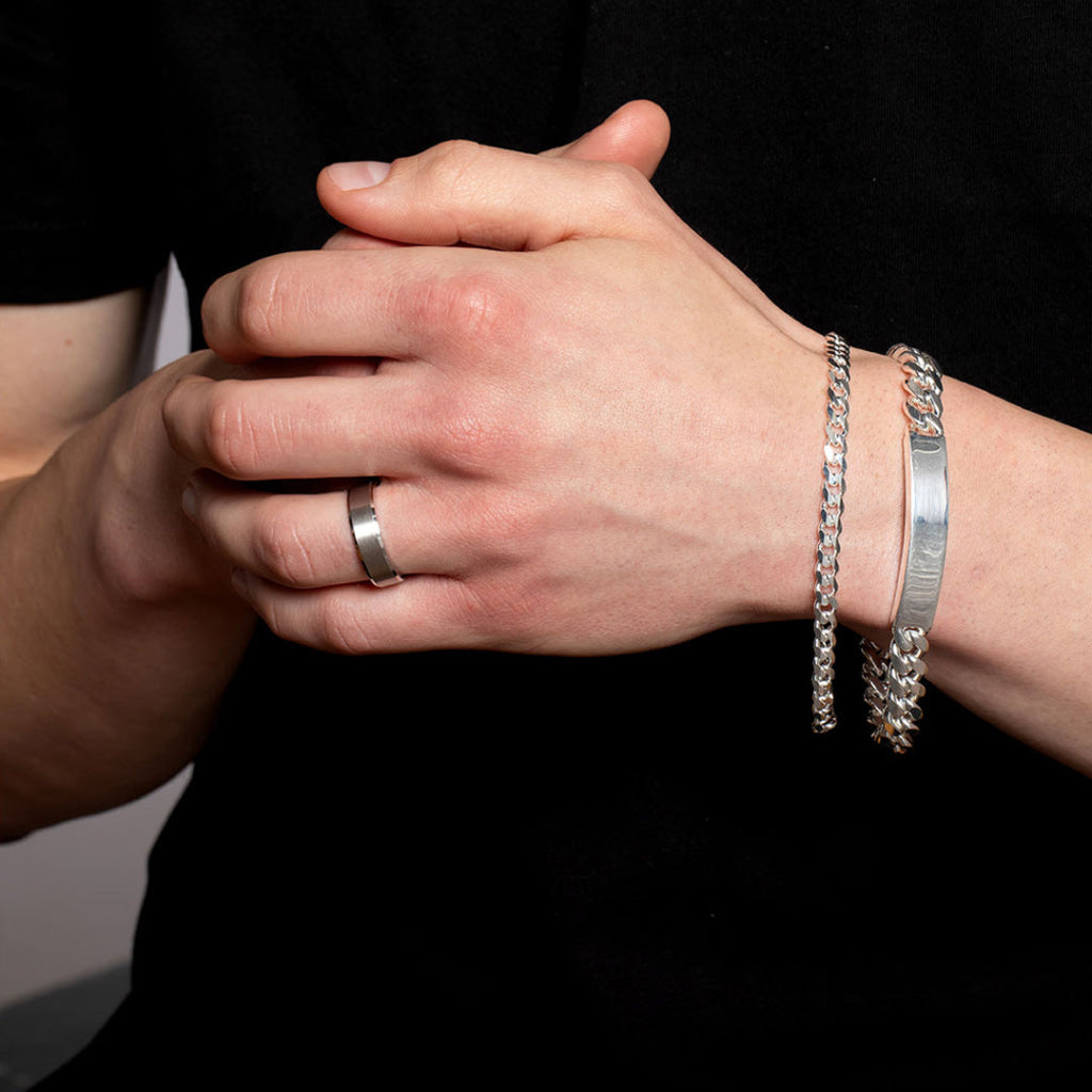 Gents Curb ID Bracelet | Sterling Silver - Bracelet