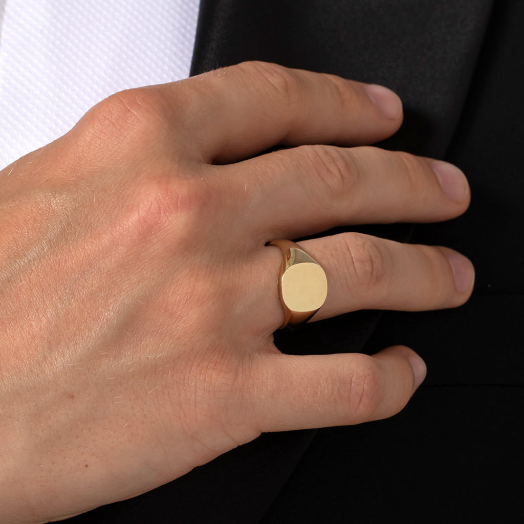 Gents Cushion Signet Ring | 9ct Gold - Rings