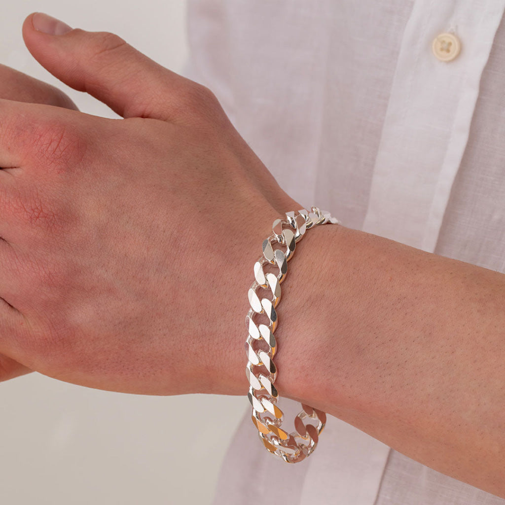 Gents Solid Curb Bracelet | Sterling Silver - Bracelet