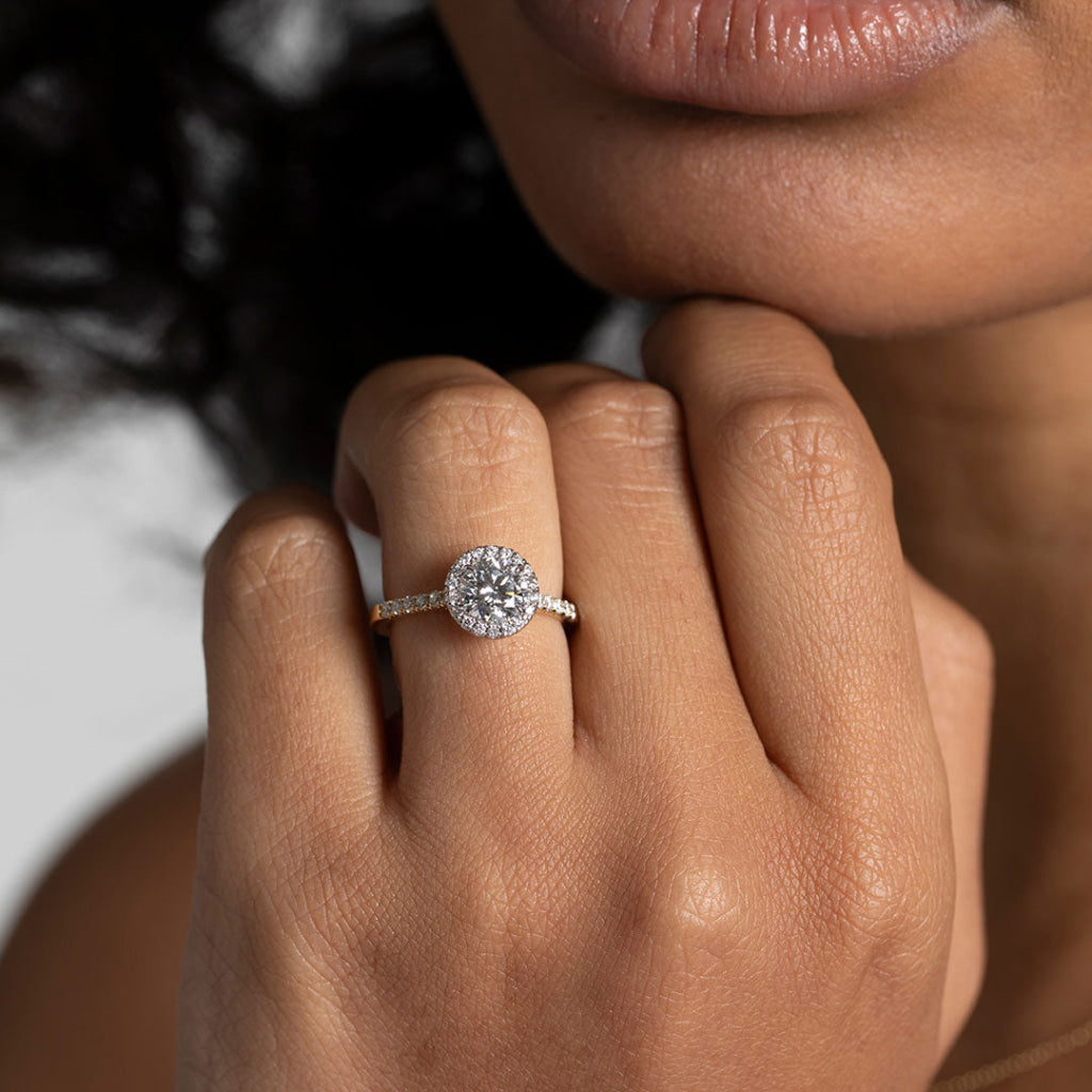 GEORGIA 1.35ct | Round Halo Lab Grown Diamond Engagement Ring in 18ct Gold