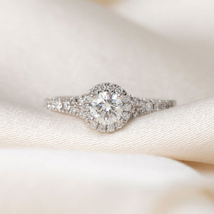 GLENBEIGH 0.75ct | Round Halo Diamond Engagement Ring in 18ct White Gold