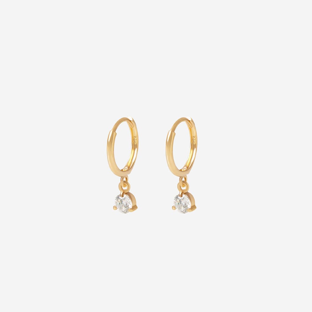 Glimmer Drop Huggie Earrings | 9ct Gold - Earrings