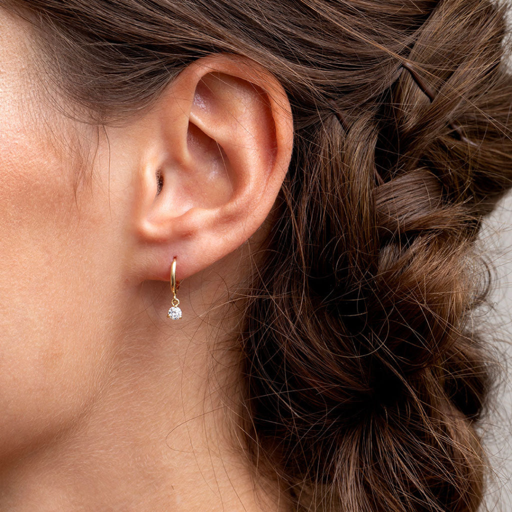 Glimmer Drop Huggie Earrings | 9ct Gold