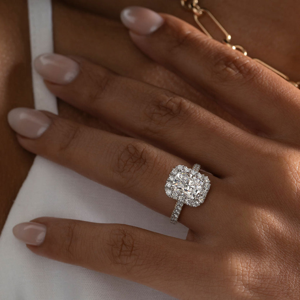 GODIVA 3.25ct | Cushion Halo Lab Grown Diamond Engagement Ring in Platinum