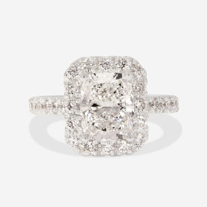 GODIVA 3.25ct | Cushion Halo Lab Grown Diamond Engagement Ring in Platinum