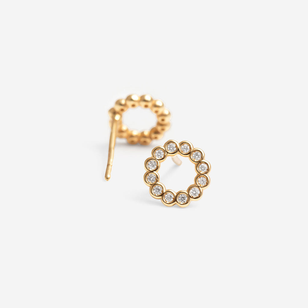 Golden Halo Diamond Studs | 18ct Gold - Earrings