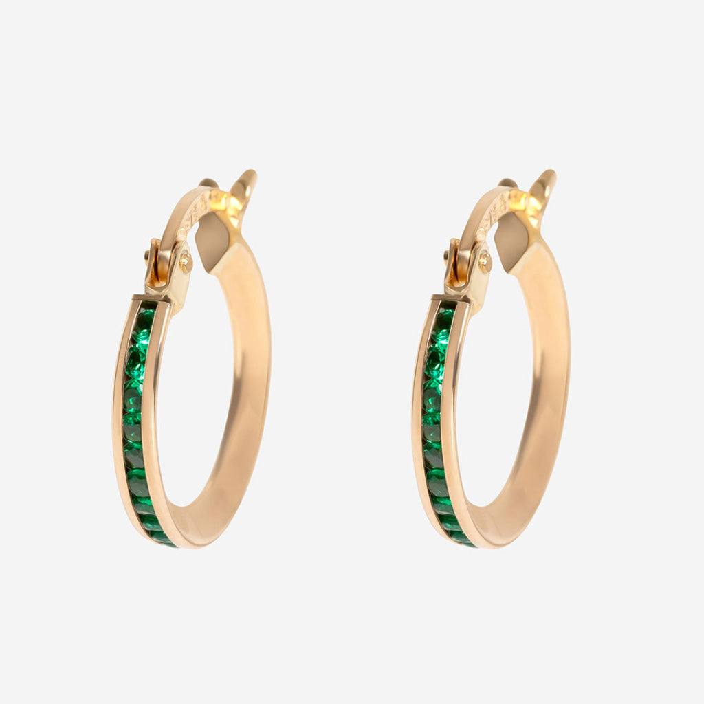 Green Channel Hoop Earrings - 15mm | 9ct Gold