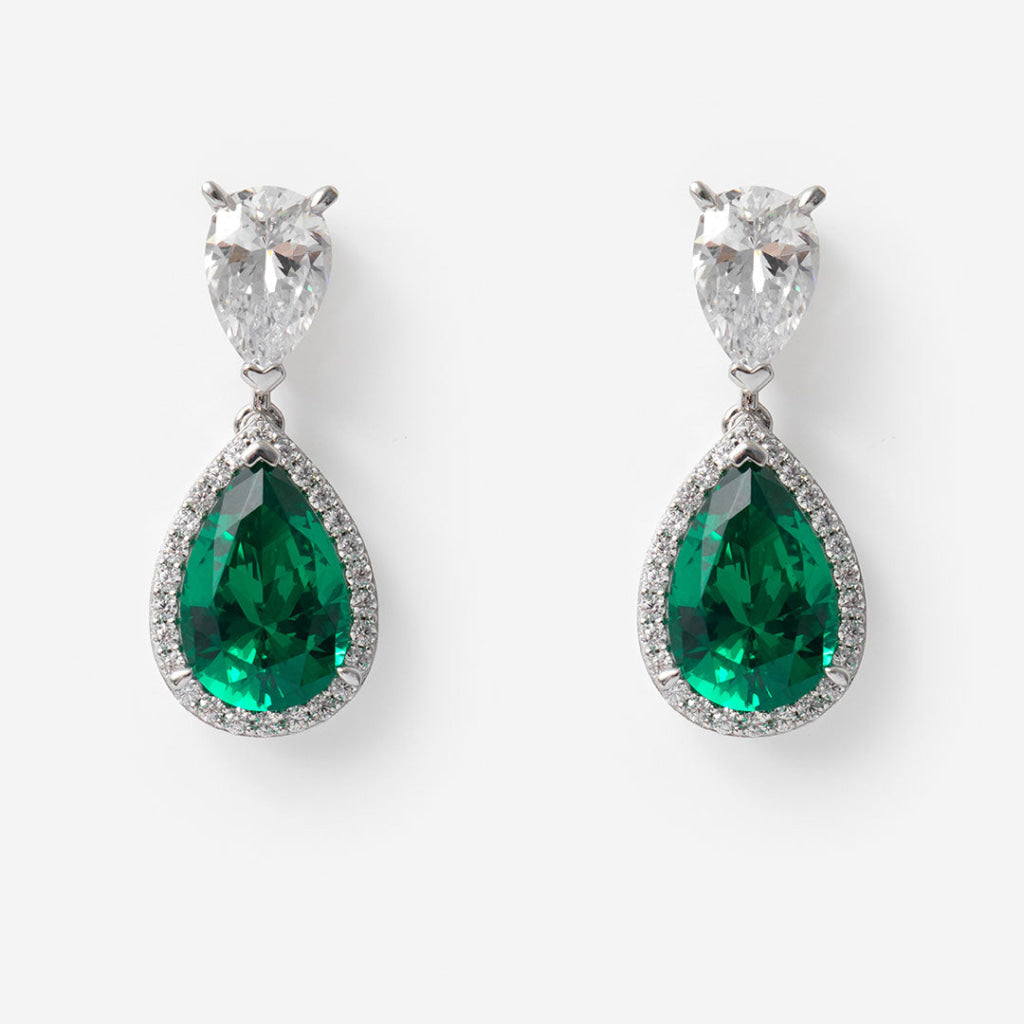 Green Pear Drop Earrings | Sterling Silver