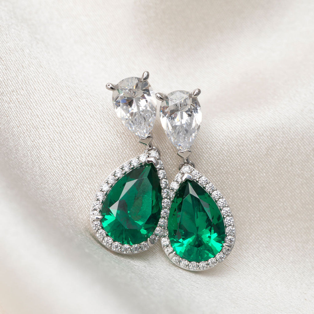 Green Pear Drop Earrings | Sterling Silver