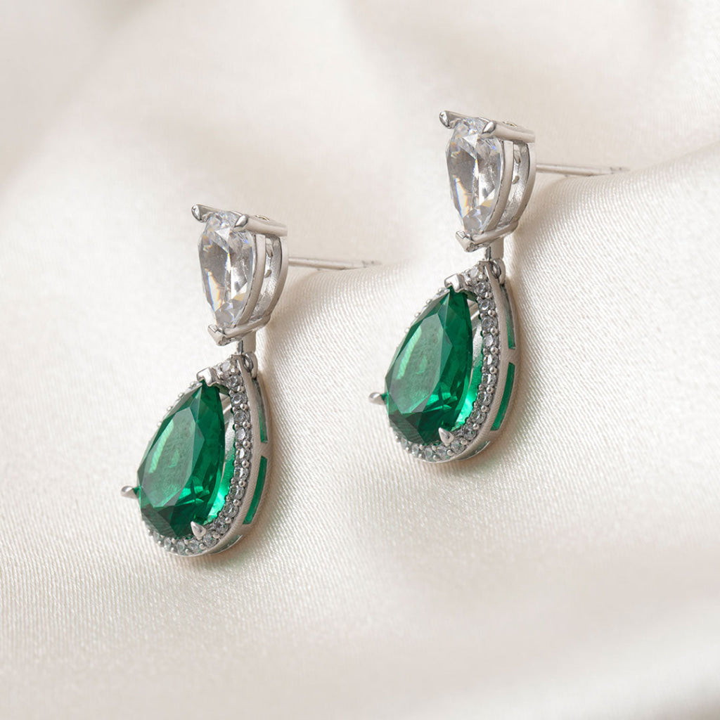 Green Pear Drop Earrings | Sterling Silver