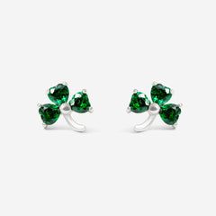 Green Shamrock Earrings | Sterling Silver - Earrings