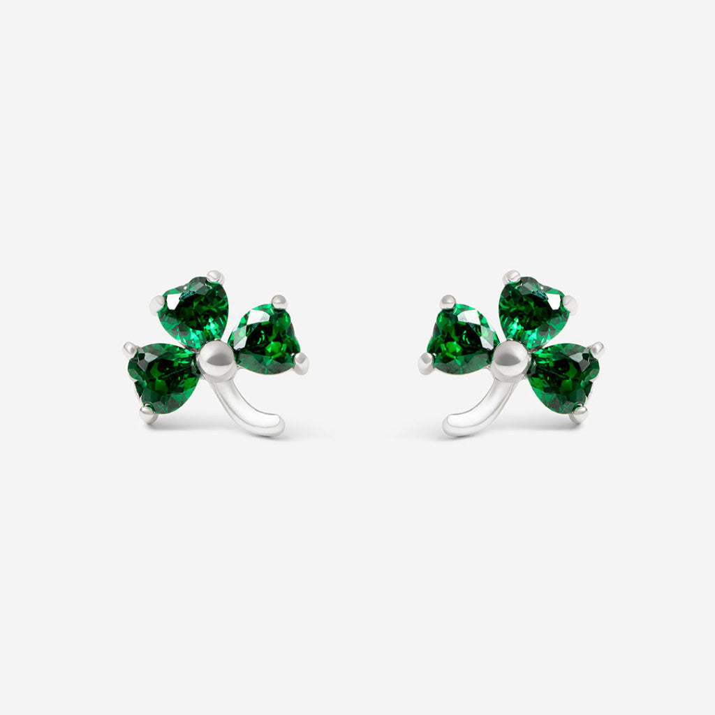 Green Shamrock Earrings | Sterling Silver