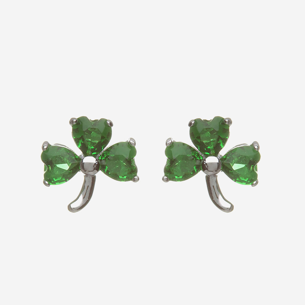 Green Shamrock Earrings | Sterling Silver