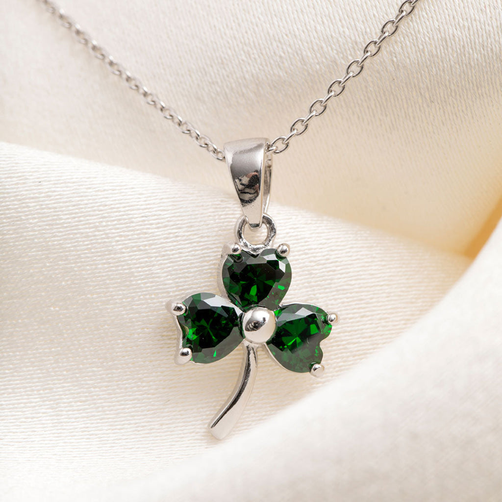 Green Shamrock Necklace | Sterling Silver