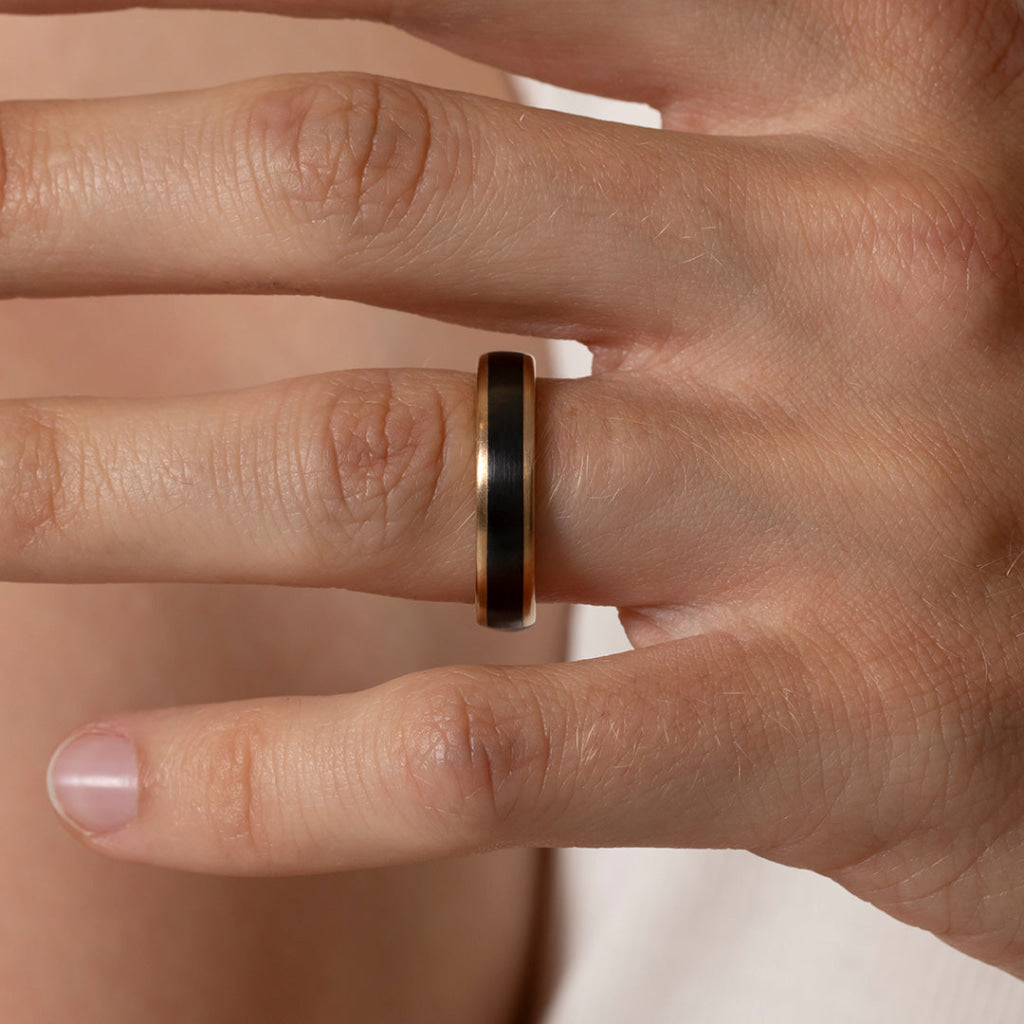 GUNHILD | Men’s Wedding Ring in Zirconium & 9ct Gold - Rings