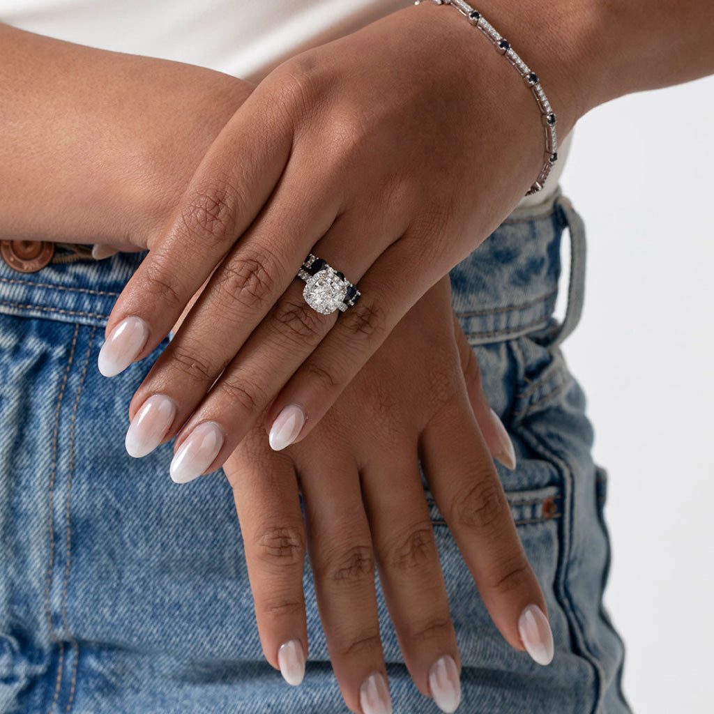 HAILEY 3ct | Cushion Halo Lab Grown Diamond Engagement Ring