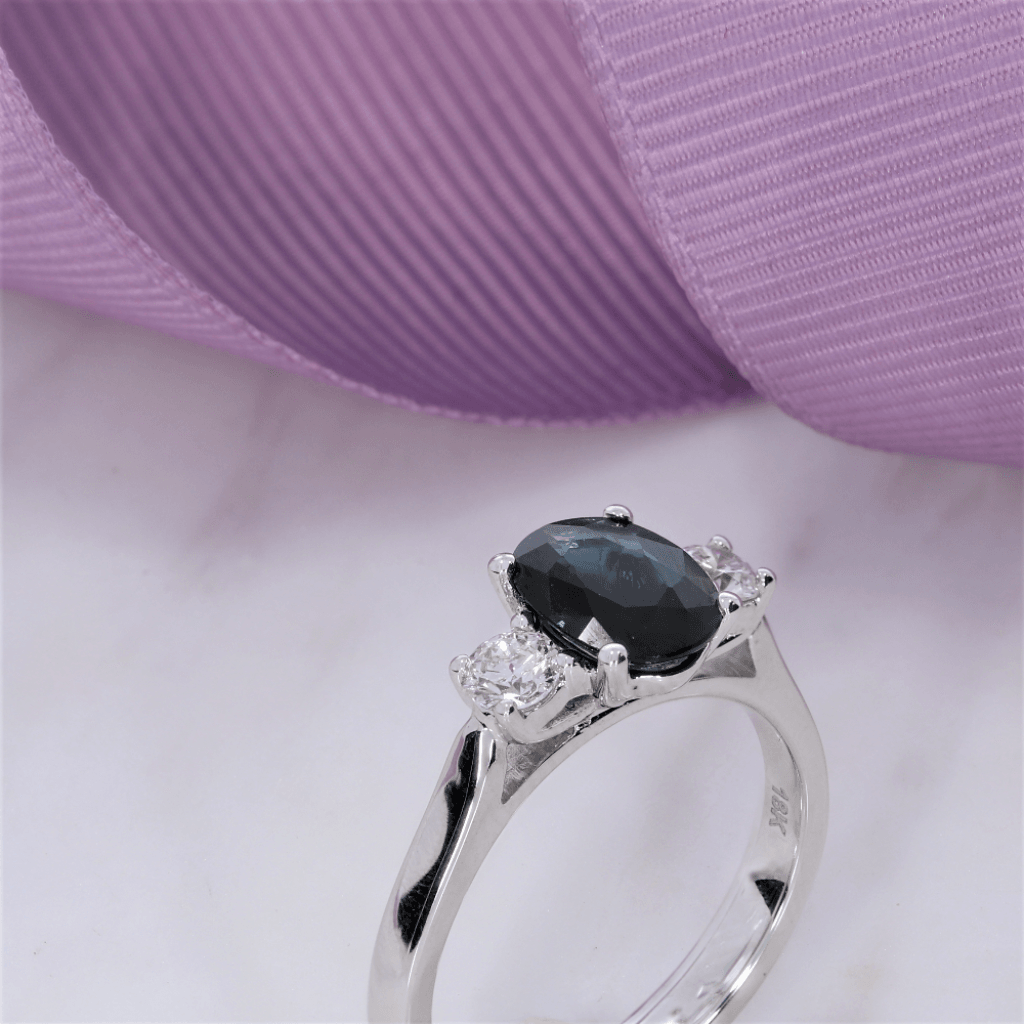 Photo of a sapphire and diamond ring