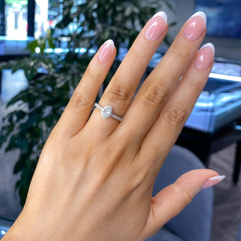 Hallie | Diamond Engagement Ring On Womans Hand - Gear Jewellers Dublin