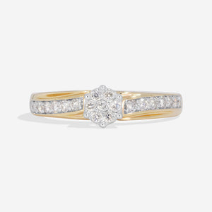 HARPER 0.25ct | Round Cluster Diamond Engagement Ring in 9ct Gold