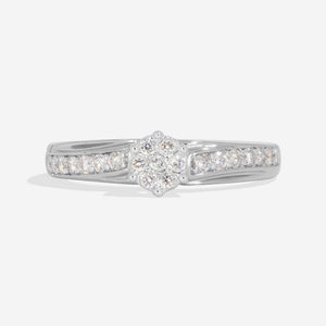 HARPER 0.25ct | Round Cluster Diamond Engagement Ring in 9ct White Gold
