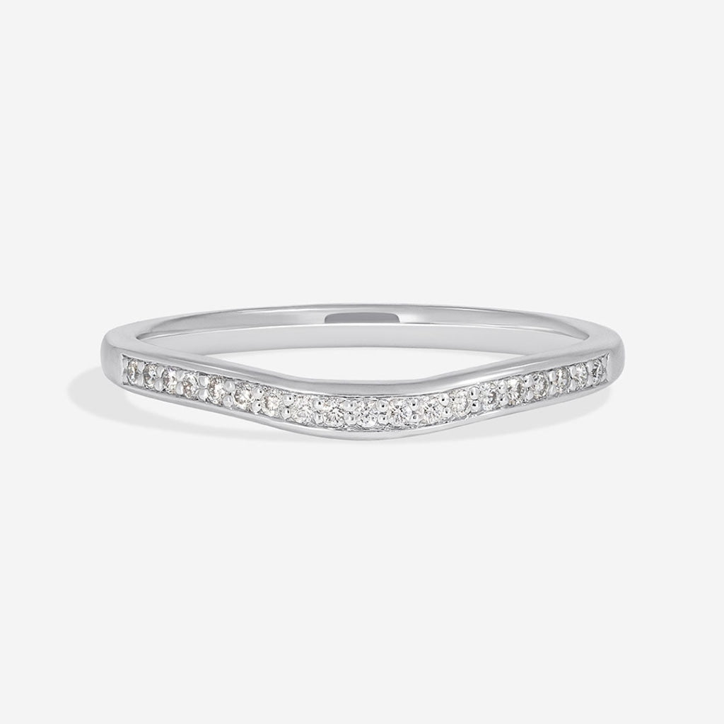 Curved Pave Diamond Wedding Ring - Harriet