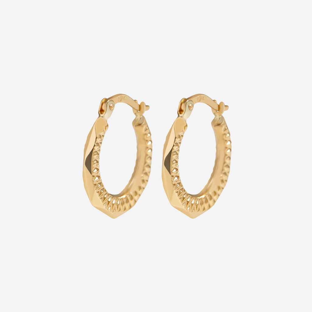 patterned hoop earrings on white background