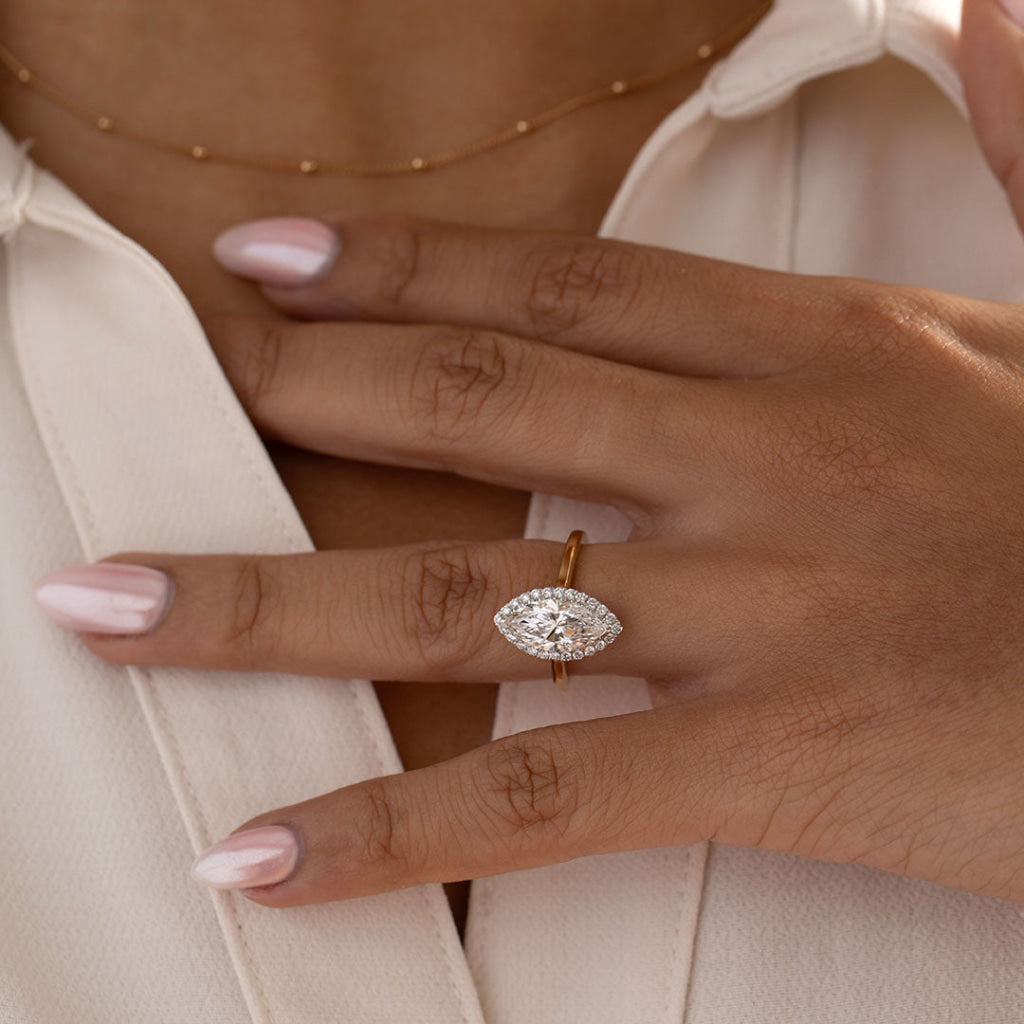 HAVANA 2.20ct | Marquise Halo Lab Grown Diamond Engagement Ring in 18ct Gold