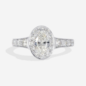 HAZEL 1ct | Oval Halo Diamond Engagement Ring in 18ct White Gold