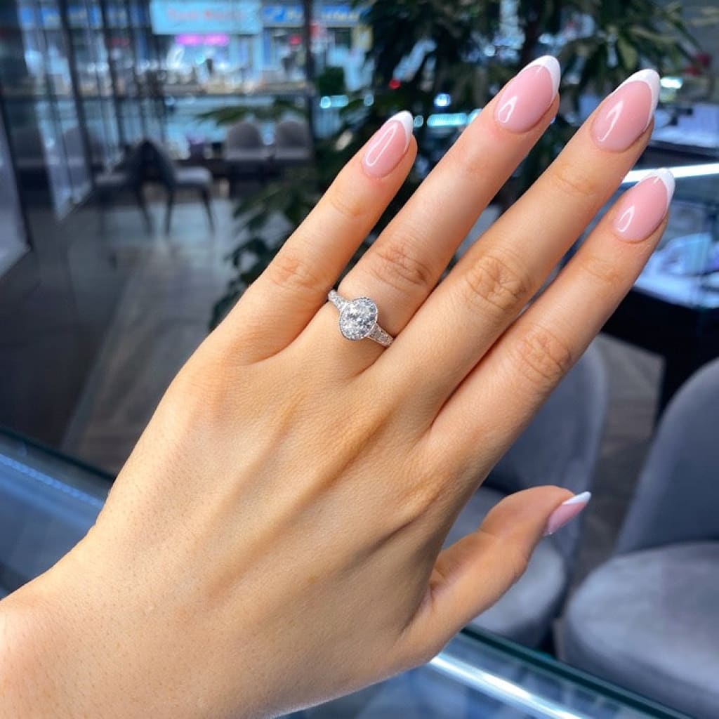 Hazel | Diamond Engagement Ring On Womans Hand - Gear Jewellers Dublin