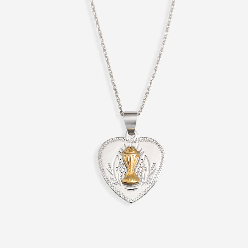 Heart Communion Medal Free Engraving | Sterling Silver