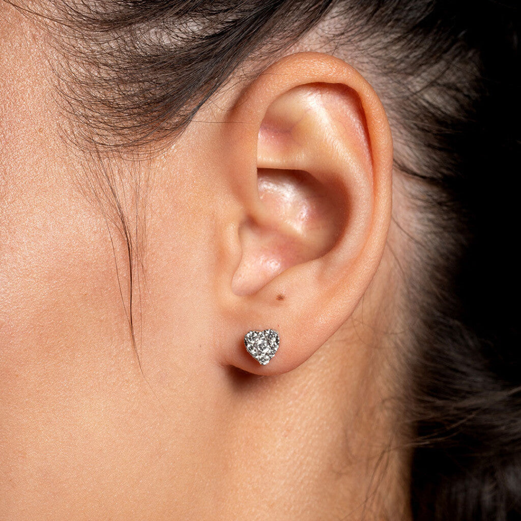 Woman wearing diamond earring