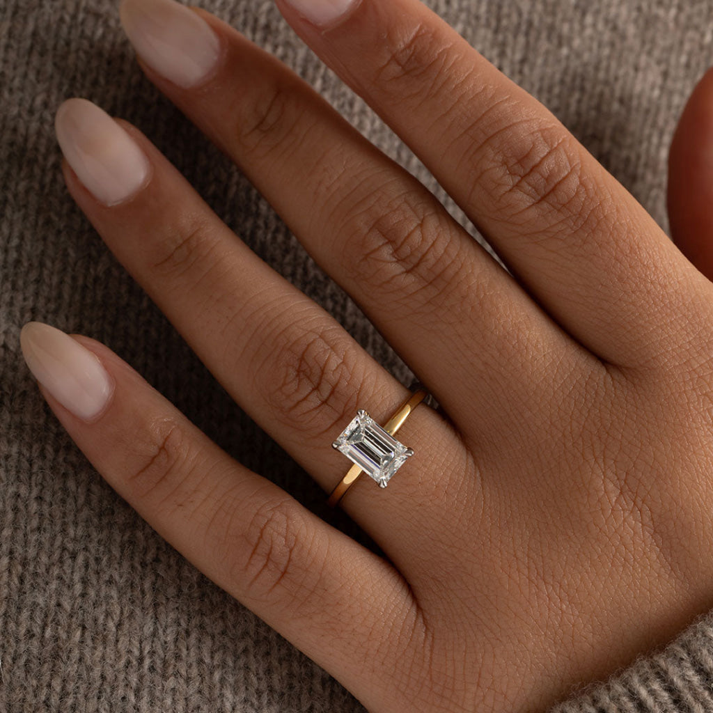 HEATHCLIFF 1.50ct | Emerald Cut Solitaire Lab Diamond Set