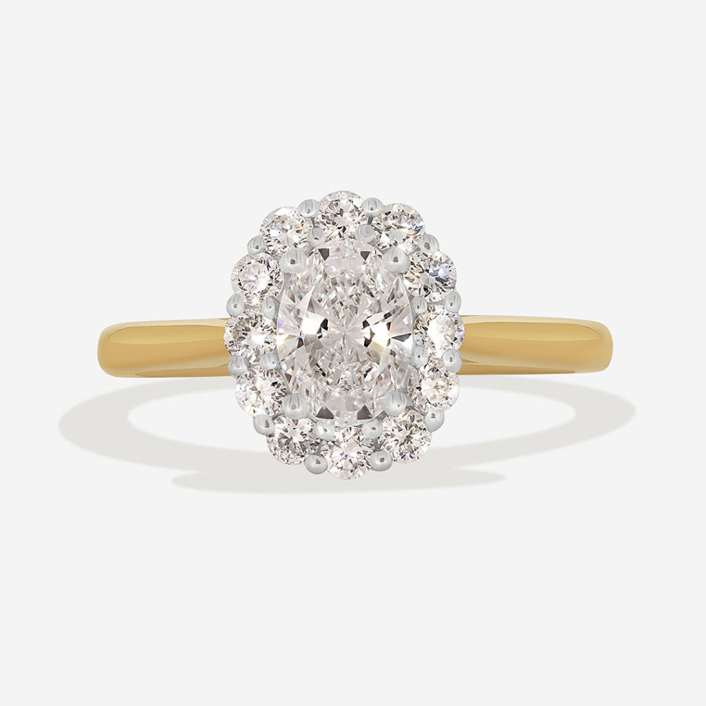 HEATHER 2ct | Oval Halo Lab Grown Diamond Engagement Ring in 18ct Gold