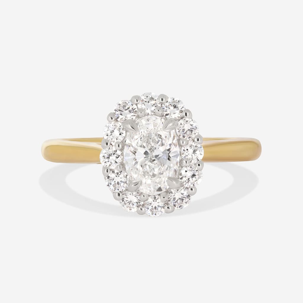 Heather | Oval Halo Lab Diamond Set in 18ct Gold 1.00ct