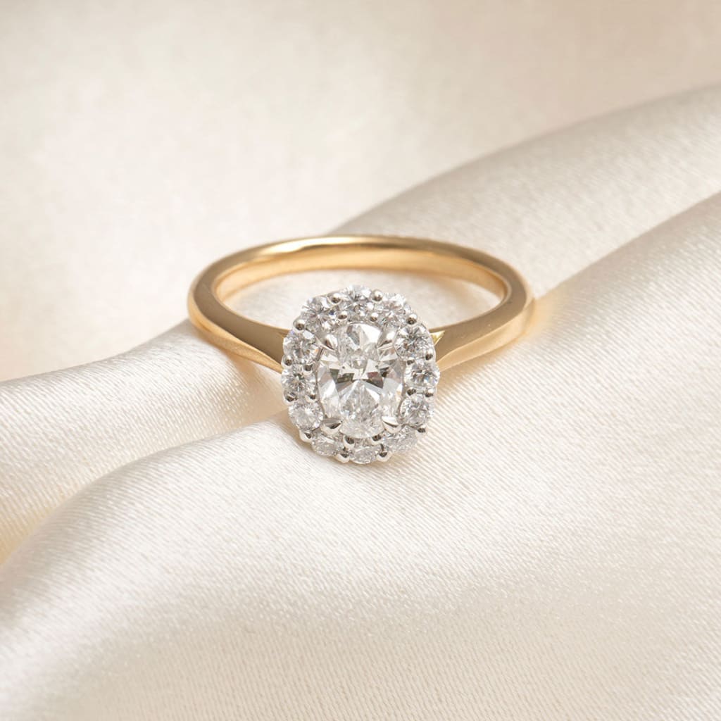 Heather | Oval Halo Lab Diamond Set in 18ct Gold 1.00ct