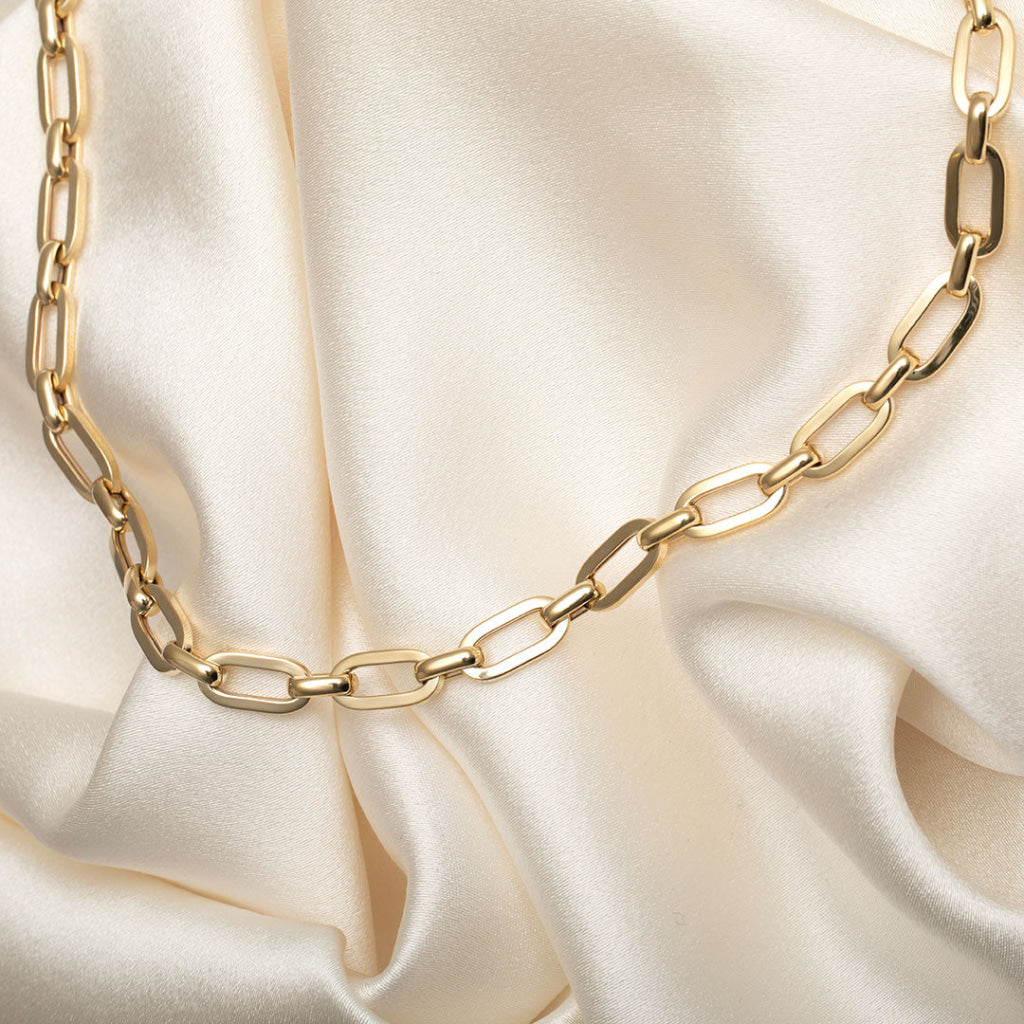 yellow gold large paper chain necklace