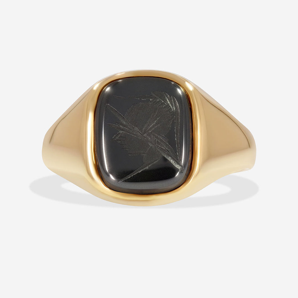 Hematite Centurion Cushion | 9ct Gold - Rings
