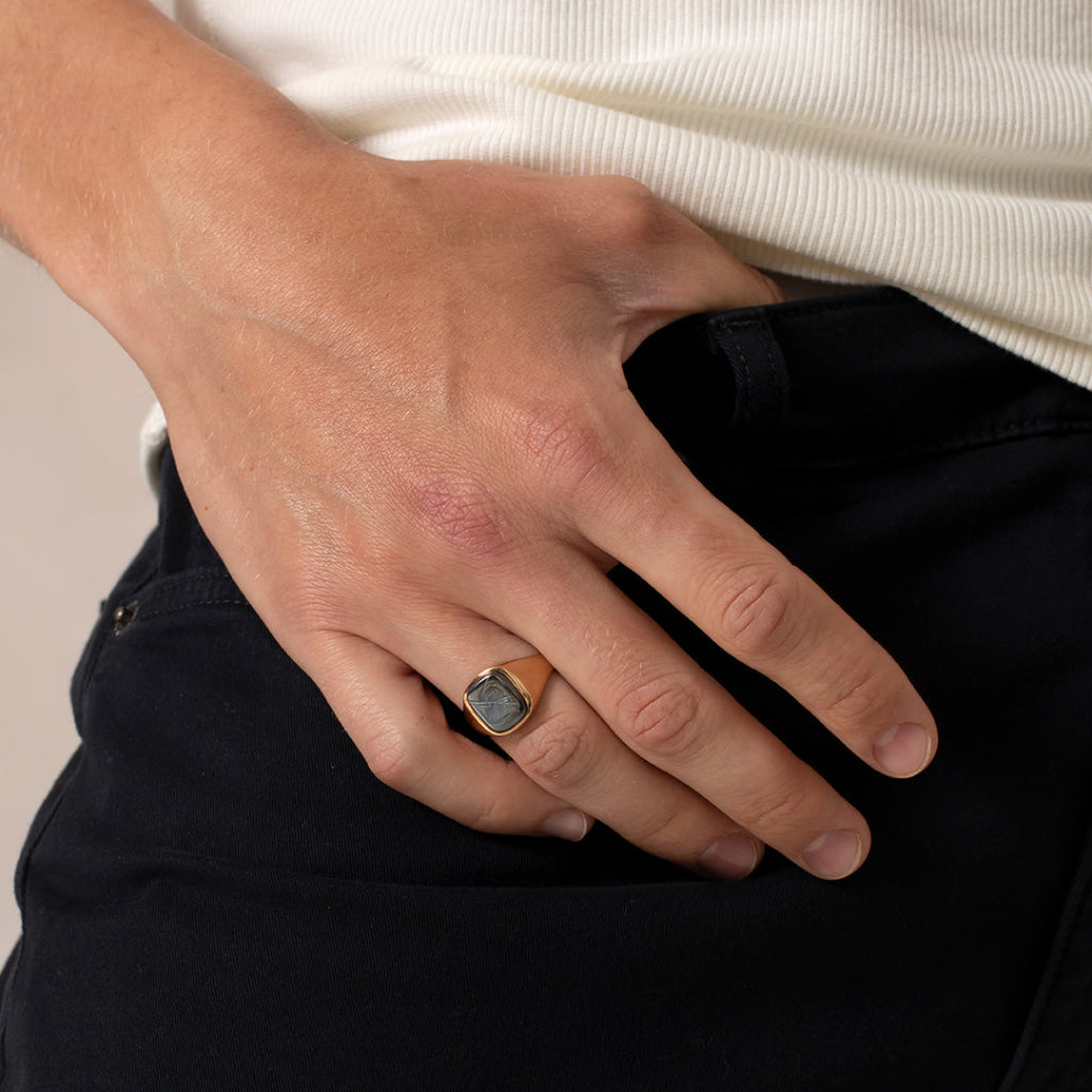 Hematite Centurion Cushion | 9ct Gold - Rings