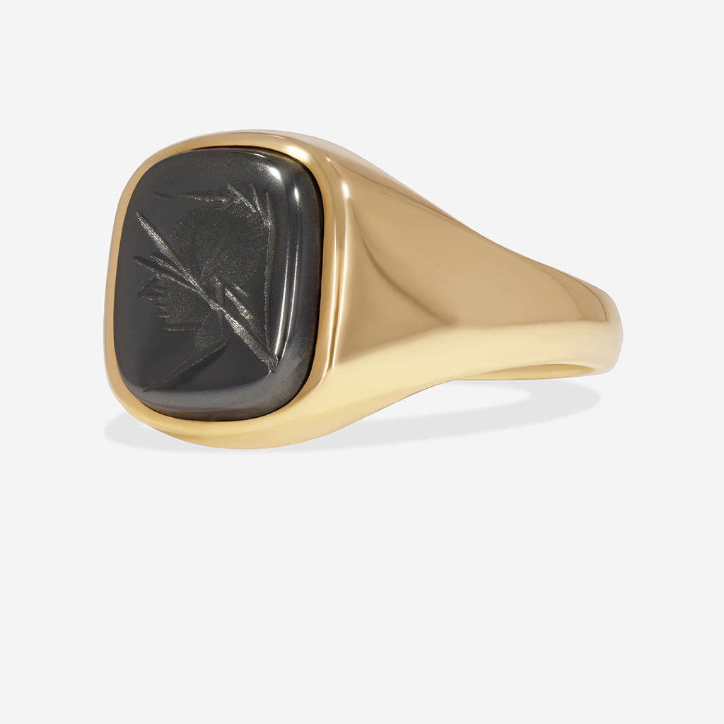 Hematite Centurion Cushion | 9ct Gold - Rings