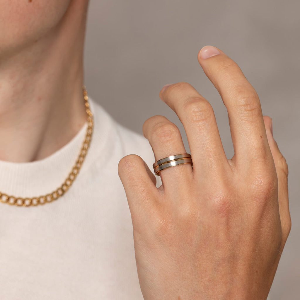 HENDERSON 6mm | Men’s Two Toned Wedding Ring in 9ct Gold