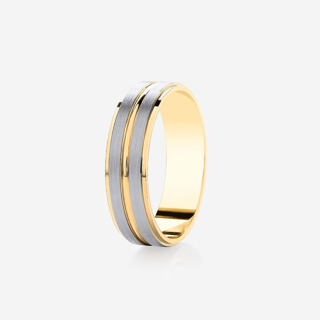 Matte Finish Wedding Ring | 9ct Two Toned Gold - Rings