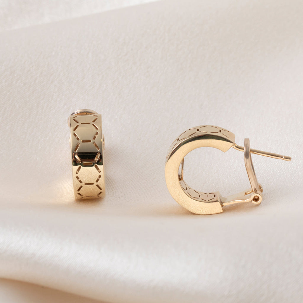 Hexa Hoop Earrings | 14ct Gold - Earrings
